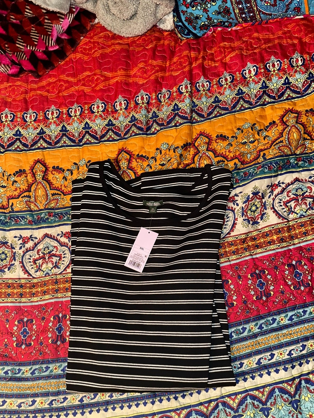 Wild Fable - Womenโs black and white striped t-shirt dress
